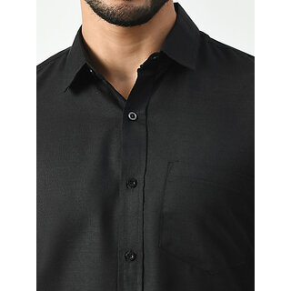 Premium Men Alokk Men Regular Fit Solid Button Down Collar Casual Shirt (Black) 2025 at ShopCirc