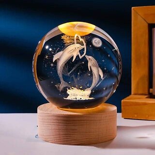 3D Crystal Ball Night Light for Kids - Dolphin LED Galaxy Lamp - Electricals | Buy online on ZillyBuy