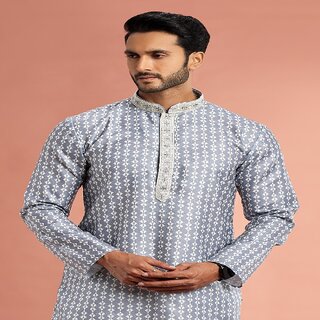 Elegant Men Raivat Ethnic Grey Colour Cotton Digital Print Kurta Pajama 3026 2025 at ShopCircuit