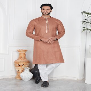 Chic Men Raivat Ethnic Light Brown Colour Linen Cotton Pintux Work Kurta Pajama 3142 2025 at Sho