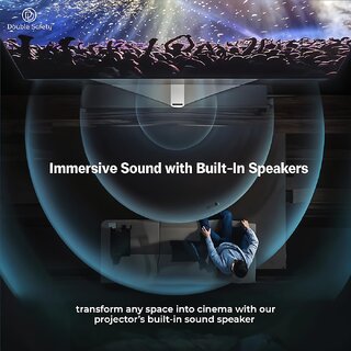 Smart LED Projector 720p HD, 2000 Lumens, Built-in Apps, Rotatable, Screen Mirroring, 3W Speaker  White