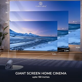 Smart LED Projector 720p HD, 2000 Lumens, Built-in Apps, Rotatable, Screen Mirroring, 3W Speaker  White