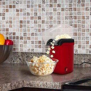 Electric Popcorn Maker  Oil-Free, Premium Red, Free Seeds, 2-Year Warranty