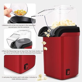 Electric Popcorn Maker  Oil-Free, Premium Red, Free Seeds, 2-Year Warranty