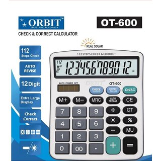 Orbit Check  Correct Calculator OT-600, 12 Digit, Auto Revise Extra Large Display Orbit Check  Correct Calculator OT-600, 12 Digit, Auto Revise Extra Large Display