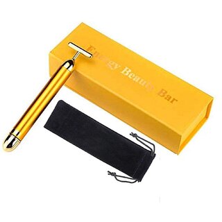 energy beauty bar electric vibration facial massage roller waterproof face skin care gold colour 1 pcs