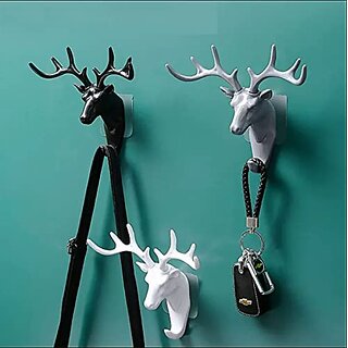 Plastic Deer Head Hanging Antlers Self Adhesive Wall Door Hook (Multicolor) Plastic Deer Head Hanging Antlers Self Adhesive Wall Door Hook (Multicolor)