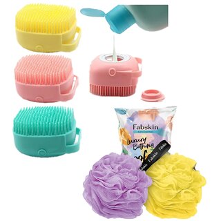 Combo of  Silicone Soft Bath Shower Brush Body with G12  Bathing loofah Couples Pack of 2 Combo of  Silicone Soft Bath Shower Brush Body with G12  Bathing loofah Couples Pack of 2