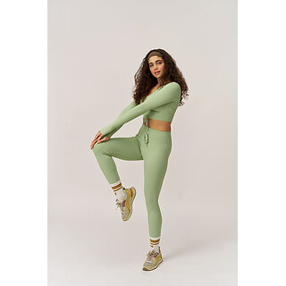 sherox ankle length western wear legging light green solid 