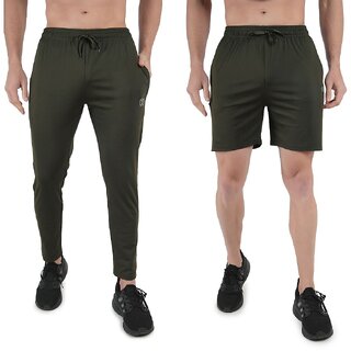 Kwings Mens Lower & Short Combo Pack (Pack of 2) Lycra blend Plain sports wear Bottoms - Track Pants | Buy online on ZillyBuy