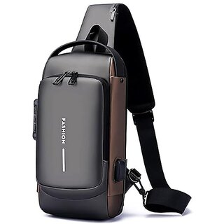 Waterproof Polyester Slim Unisex Crossbody Sling Bag Chest Backpack Men's Shoulder Bag Leisure Travel Handbag Hard Shell Anti-Theft Chest Bag