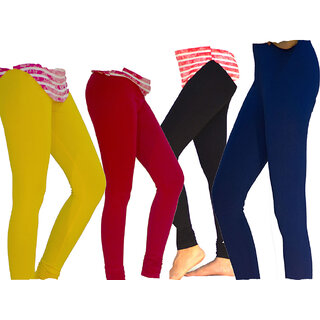 Top Women Melaska Premium Multicolor Cotton-lycra Leggings (Black, Red, Yellow, Blue) 2025 at Sh