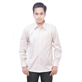 Premium Men Cotton Cream Plain Formal Shirt By Blue Buton 2025 at ShopCircuit | ONDC