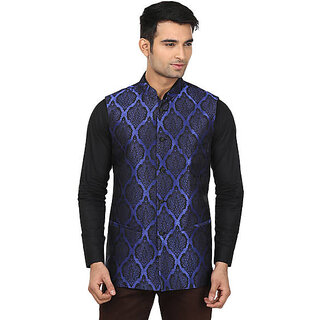 Stylish Men QDesigns Blue Plain Slim Nehru Jacket for Men 2025 at ShopCircuit | ONDC