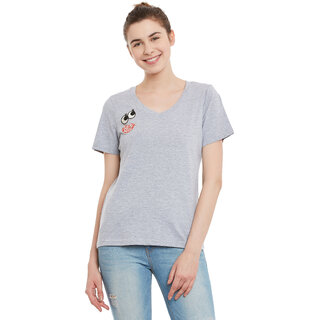 Sophisticated Women Miss Chase Women's Gray Round Neck Half Sleeve Basic Solid/Plain Top 2025 at