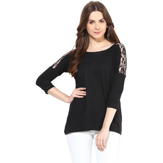 Best Women Miss Chase Women's  Round Neck Cap Sleeves Basic Plain Top 2025 at ShopCircuit | ONDC