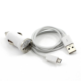 Combo of Car Charger + Charging cum Data Cable/USB Cable (Assorted colors)