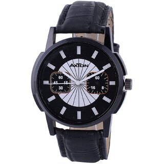 Axton Round Dial Black Resin Strap Analog Quartz Unisex Watch