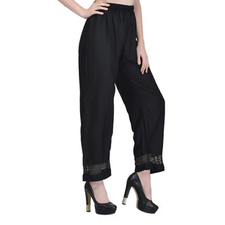 Vivient Women Black Plain Lace Palazzo