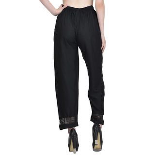 Vivient Women Black Plain Lace Palazzo