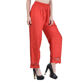 Vivient Women Red Plain Lace Palazzo