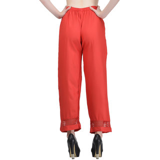 Vivient Women Red Plain Lace Palazzo