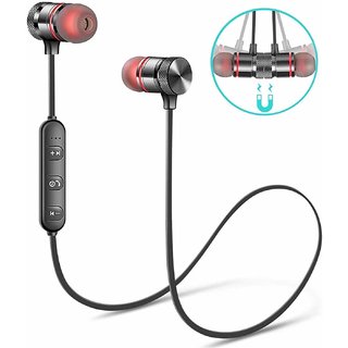 Orenics Black Wireless Sports Bluetooth Magnetic In the Ear Earphone for All Smartphone (With Mic)