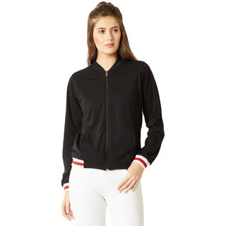 Premium Women Miss Chase Black On It First Ribbed Jacket 2025 at ShopCircuit | ONDC