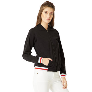 Premium Women Miss Chase Black On It First Ribbed Jacket 2025 at ShopCircuit | ONDC
