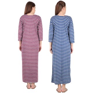 Kismat Fashion Winter Wear Woolen Hosiery Multi Color Long Nighty Pack Of 2