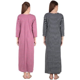Kismat Fashion Winter Wear Woolen Hosiery Multi Color Long Nighty Pack Of 2