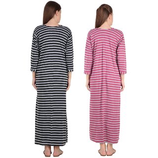 Kismat Fashion Winter Wear Woolen Hosiery Multi Color Long Nighty Pack Of 2