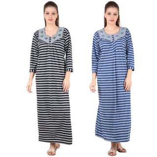 Kismat Fashion Winter Wear Woolen Hosiery Multi Color Long Nighty Pack Of 2