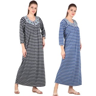 Kismat Fashion Winter Wear Woolen Hosiery Multi Color Long Nighty Pack Of 2