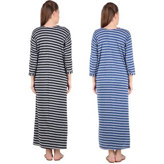 Kismat Fashion Winter Wear Woolen Hosiery Multi Color Long Nighty Pack Of 2