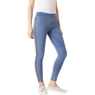 Luxurious Women Miss Chase Women's Blue Super Skinny High Rise Clean Look Regular Length Twill T