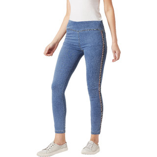 Luxurious Women Miss Chase Women's Blue Super Skinny High Rise Clean Look Regular Length Twill T