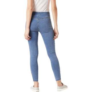 Luxurious Women Miss Chase Women's Blue Super Skinny High Rise Clean Look Regular Length Twill T