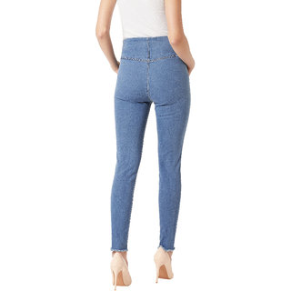 Top Women Miss Chase Women's Light Blue Super Skinny High Rise Clean Look Acid Wash Regular Leng