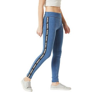 Best Women Miss Chase Women's Light Blue Super Skinny Fit Mid Rise Clean Look Printed Twill Tape