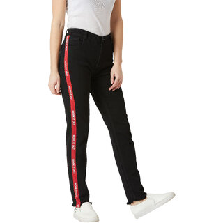 Affordable Women Miss Chase Women's Black Slim Fit High Rise Mildly Distress Regular Length Prin
