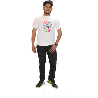 Kaku Fancy Dresses Let's Play Printed Half Sleeves Round Neck Holi T-Shirt Multicolor