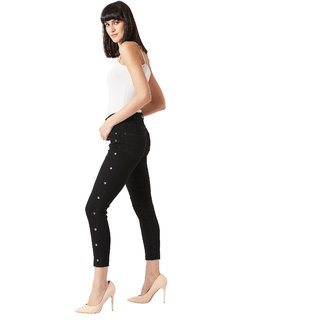 Affordable Women Miss Chase Women's Black Think Different Cropped Jeans 2025 at ShopCircuit | ON