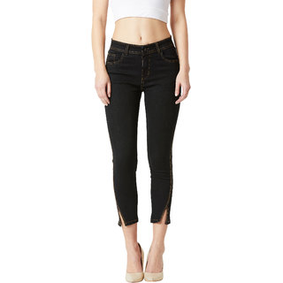 Latest Women Miss Chase Women's Black Brave Soul Studded Denim Pant 2025 at ShopCircuit | ONDC