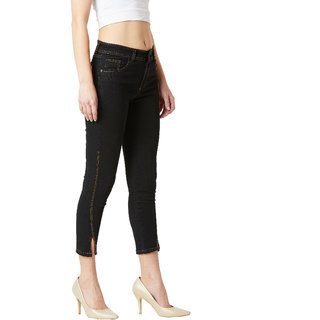 Latest Women Miss Chase Women's Black Brave Soul Studded Denim Pant 2025 at ShopCircuit | ONDC