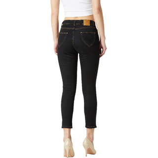 Latest Women Miss Chase Women's Black Brave Soul Studded Denim Pant 2025 at ShopCircuit | ONDC